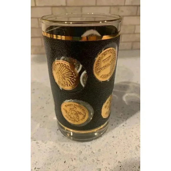 MCM Libbey Cocktail Glasses Gold Coin Collection Set of 4 - Picture 11 of 12